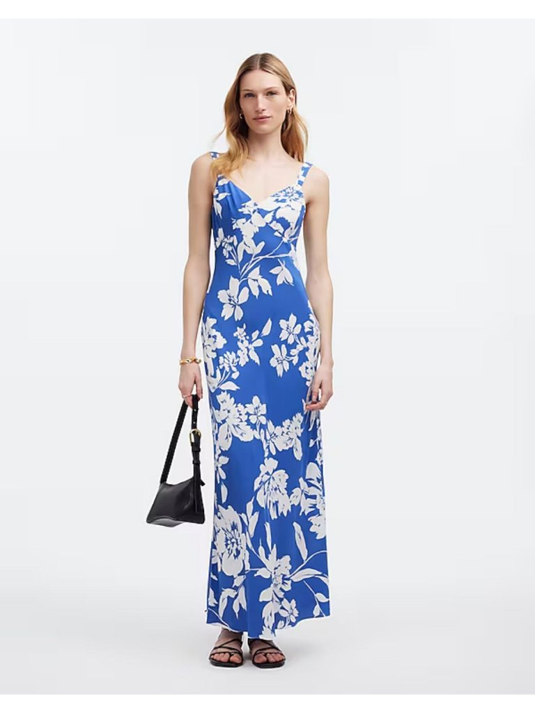 Madewell Tank Midi Dress In Exploded Blue Floral Women's Size 16 New With Tags!